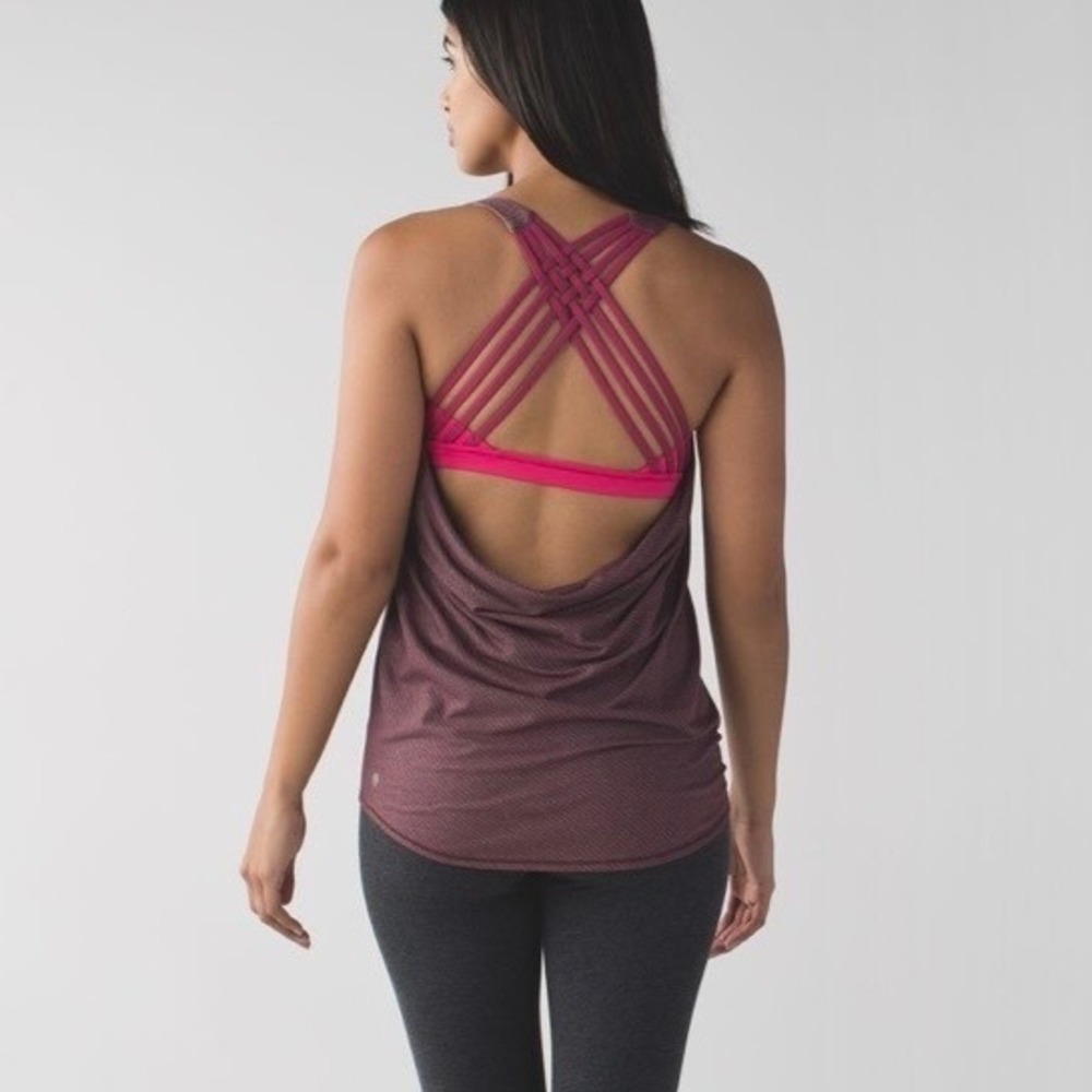 Lululemon Wild Tank Heathered Bordeaux Drama Yoga Strappy Open Back Top 6